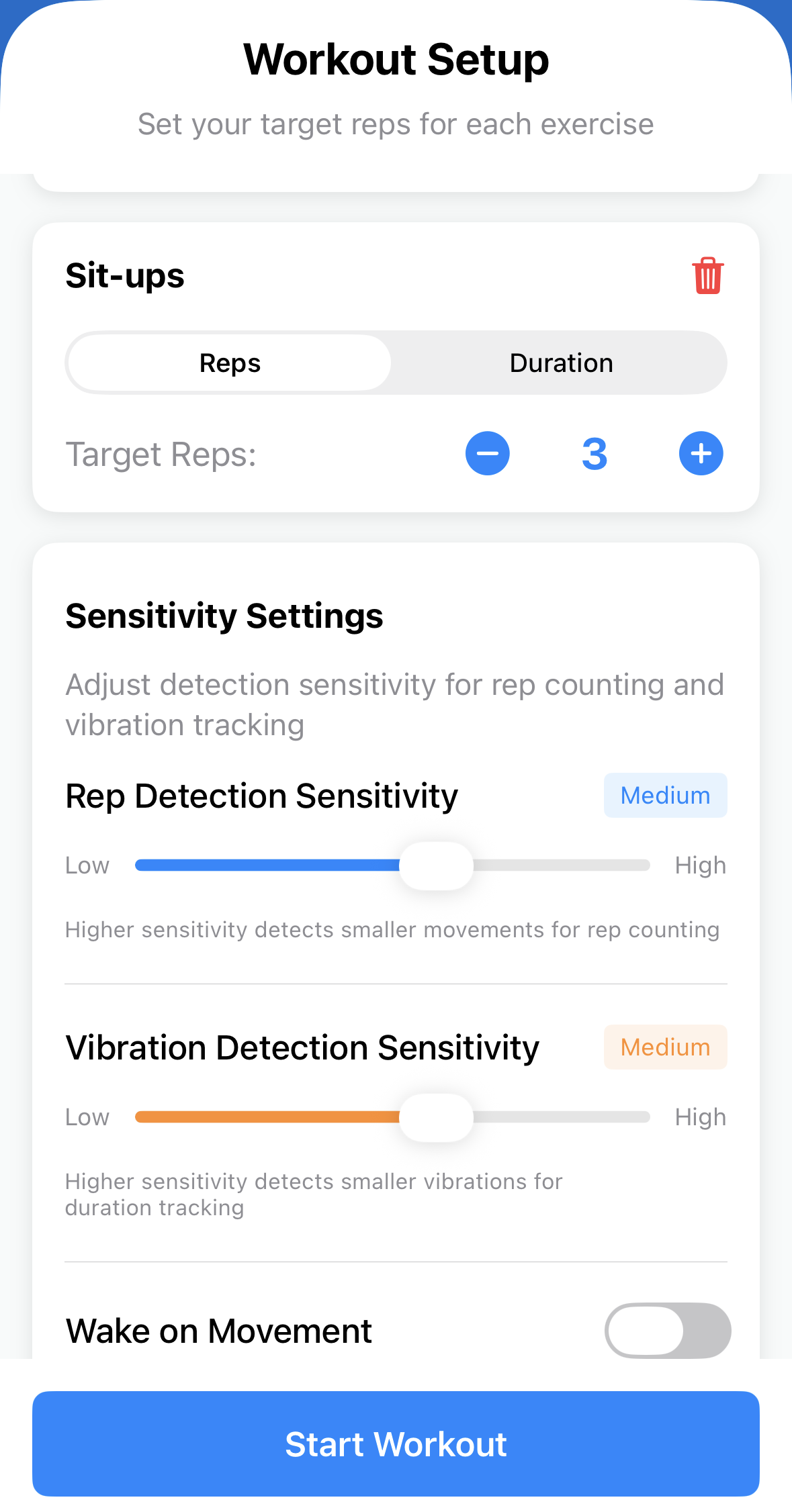 Pavl-off settings screen